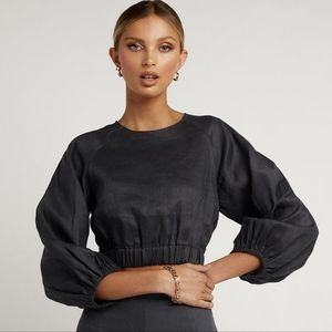 DISSH KARA INK LINEN CROP TOP